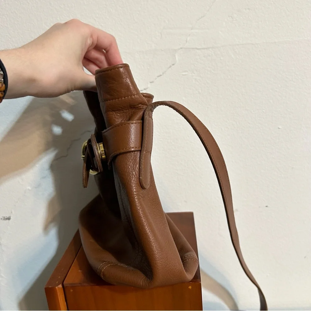 Vintage Coach 4156 Toffee Brown Leather Soho Belted Bucket Buckle Pouch Bag - Picture 5 of 16